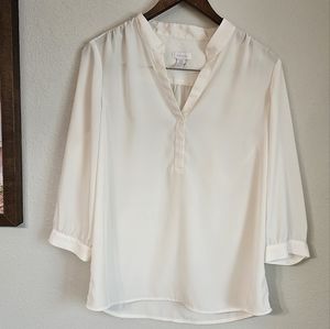 Chicos Cream/Off White V Neck 3/4 Sleeve Blouse - Size 0